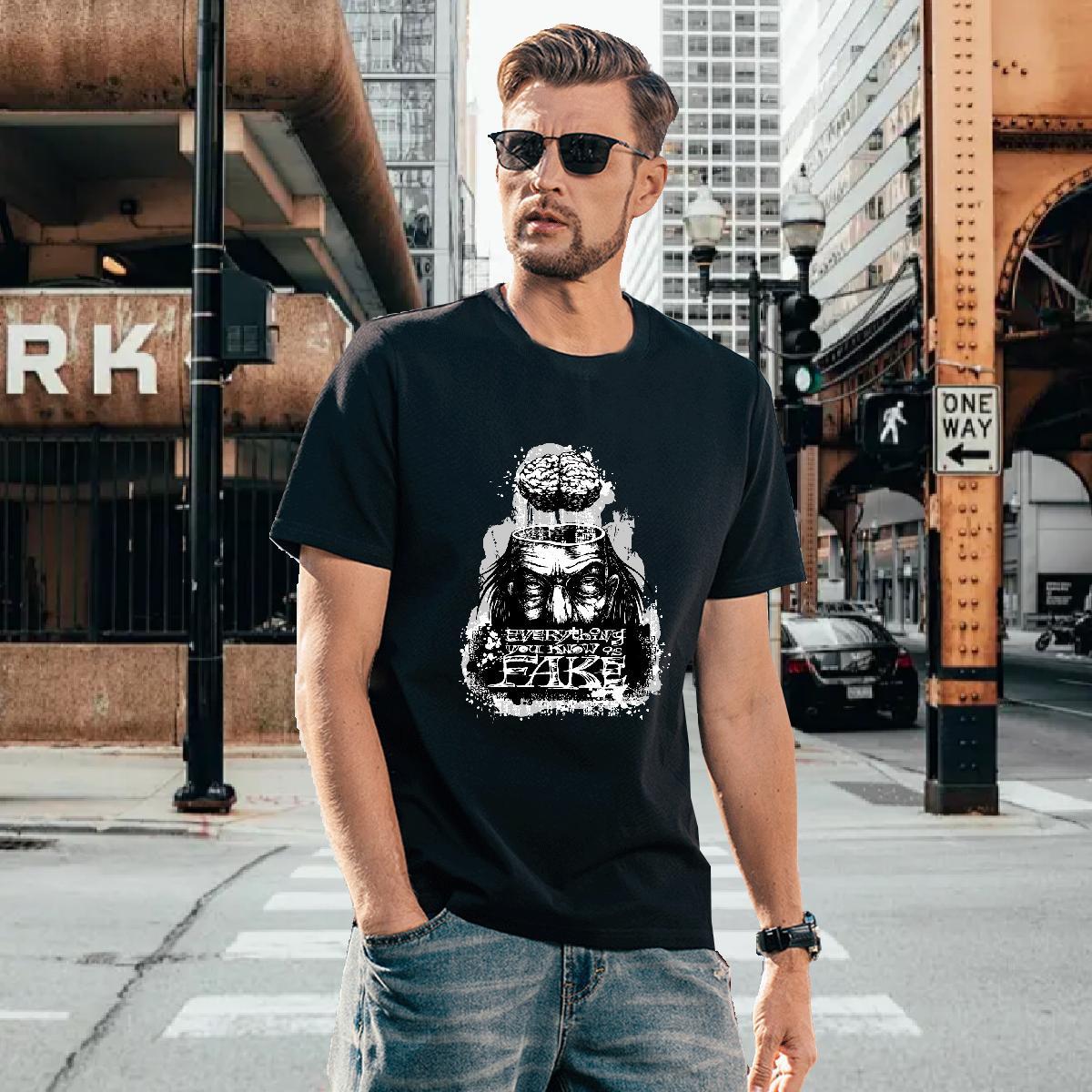 T shirt 100% Cotton 230g scary Street Breathable Short Sleeve Skull Men Tshirts Wholesale Free Shipping Tee Shirt