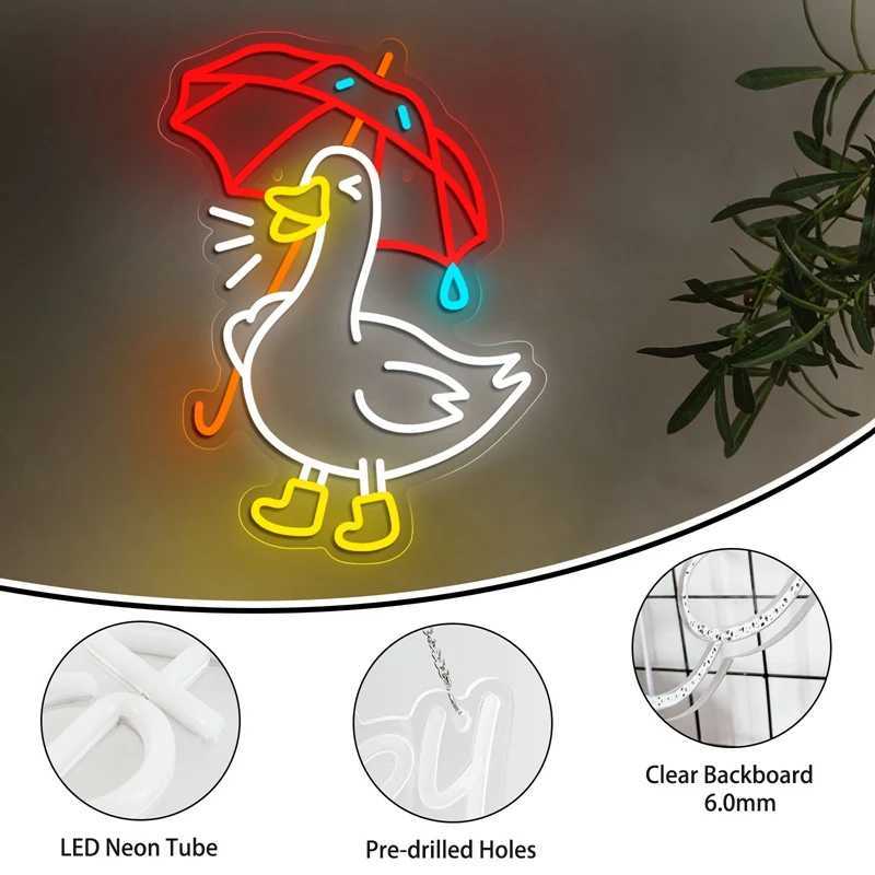 Cute Umbrella Duck LED Neon Lighted Sign Acrylic Neon Sign USB Dimmer Switch For Home Kids Bedroom Gaming Room Wall Art Decor Y240817