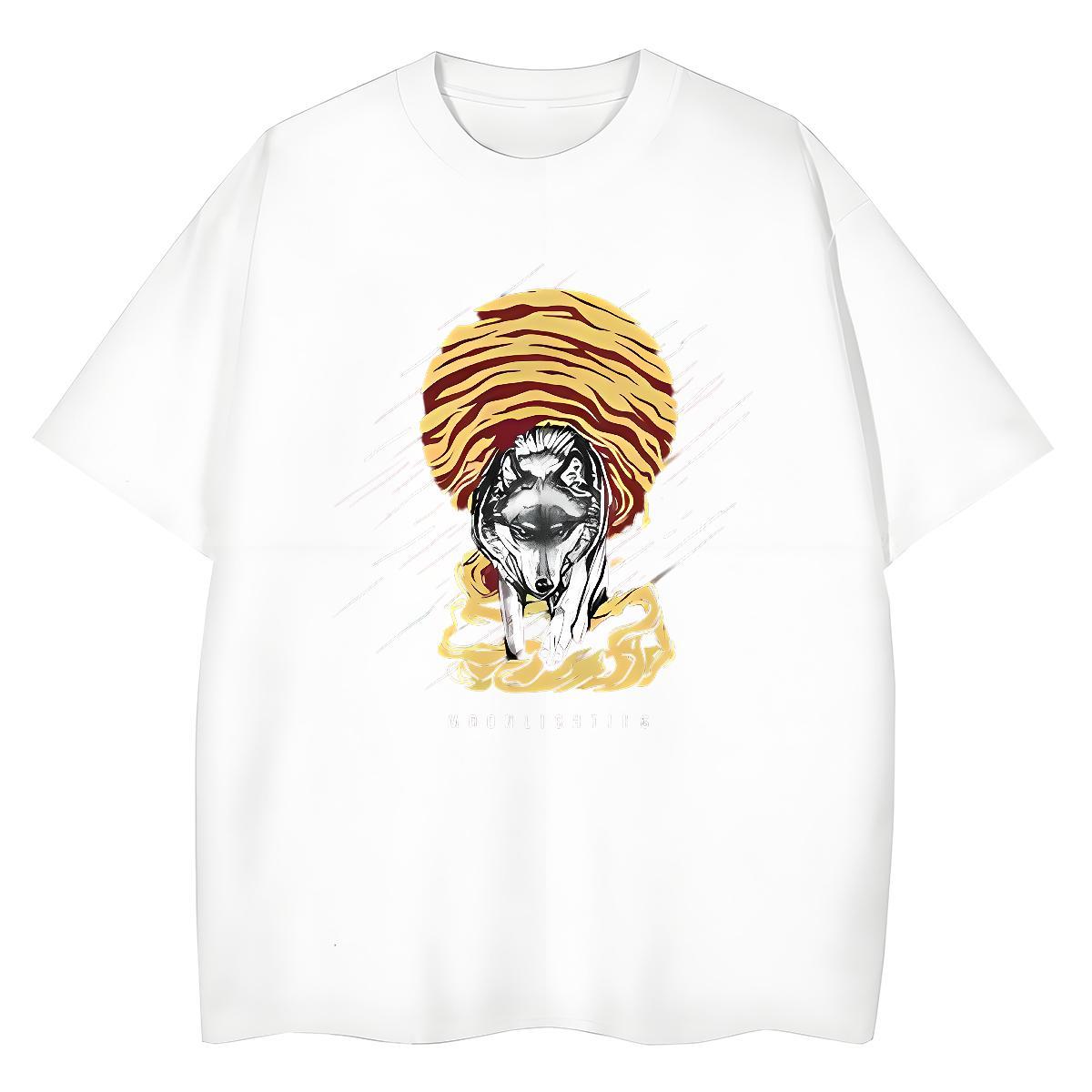 Fashion Unisex Tshirts Casual Sport Crew Neck Breathable Top Shirts Comfortable 100% Cotton 230g wolf Graphic T shirt