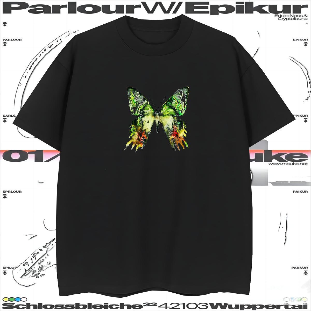 New Designer Couples T Shirts Butterfly High Street Hip Hop 230g 100% Cotton Polos Breathable Crew Neck Cool T shirt DIY Anime