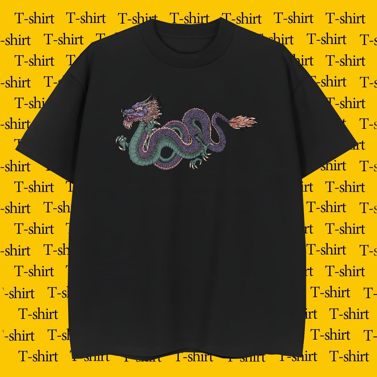 Designer dragon T Shirt For Man Street Men Clothes T-Shirt 100% Cotton 230g Fashion Casual Breathable Short Sleeve Cartoon Print Wear
