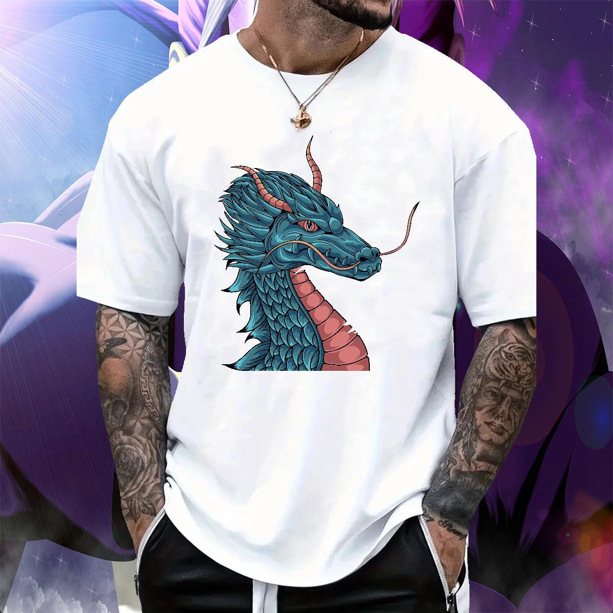 Classic Tshirt for Man Woman Hip Hop Street 230g Cotton Cartoon Printing L-4XL Breathable Short Sleeve dragon T Shirt For Man Designer Fashion Wear