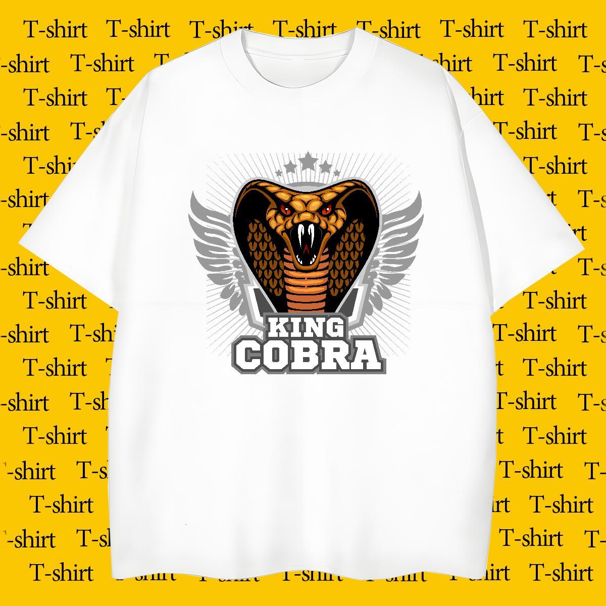 Loose Fit Man T Shirts cobra Breathable Crew Neck Hip Hop Cartoon Print 230g Cotton Men Clothes T-Shirt Fashion New Clothings