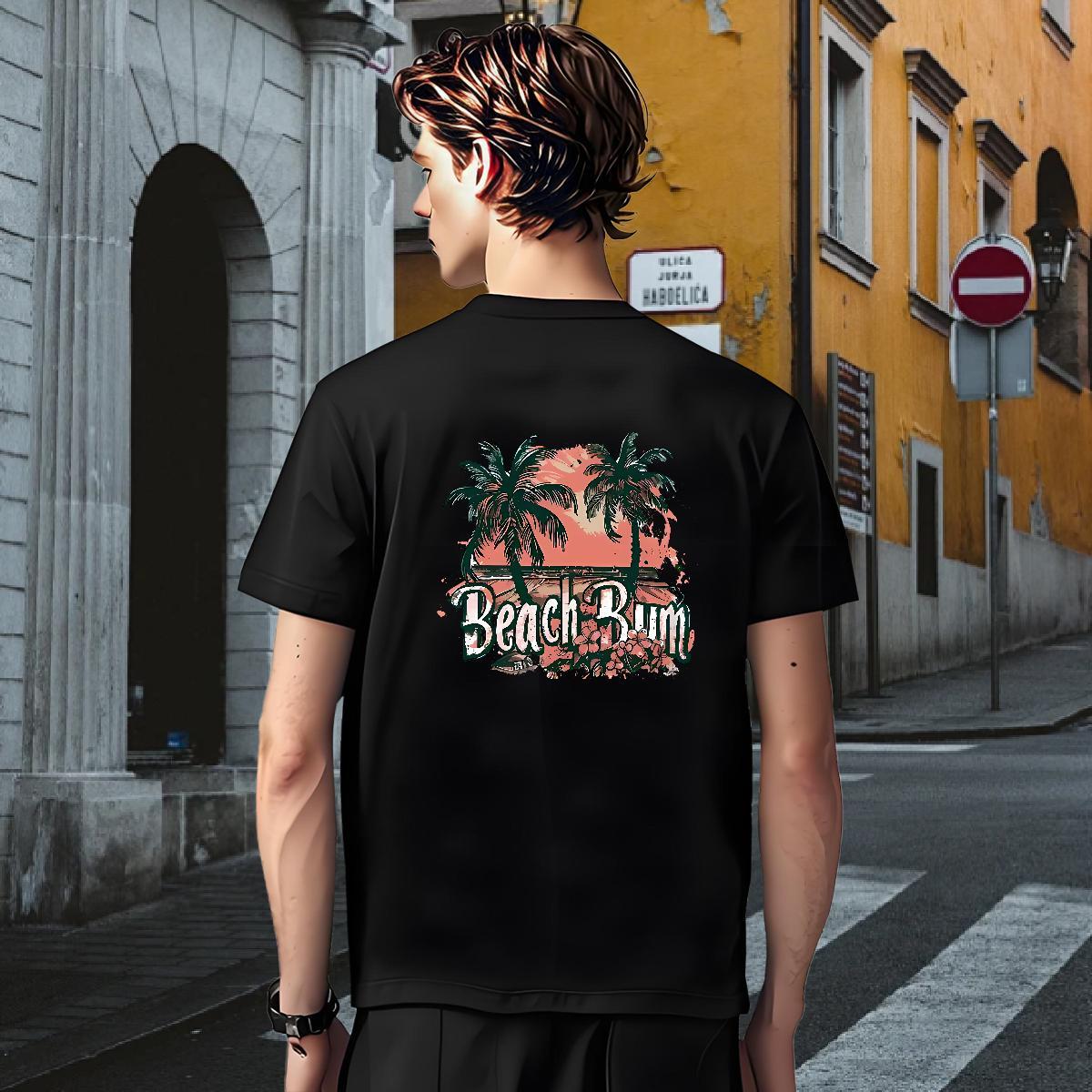 Men T Shirts 230g Cotton palm Spring Summer Round Neck Short Sleeve Custom Cartoon Men Tops Tees DIY Loose Top Tees
