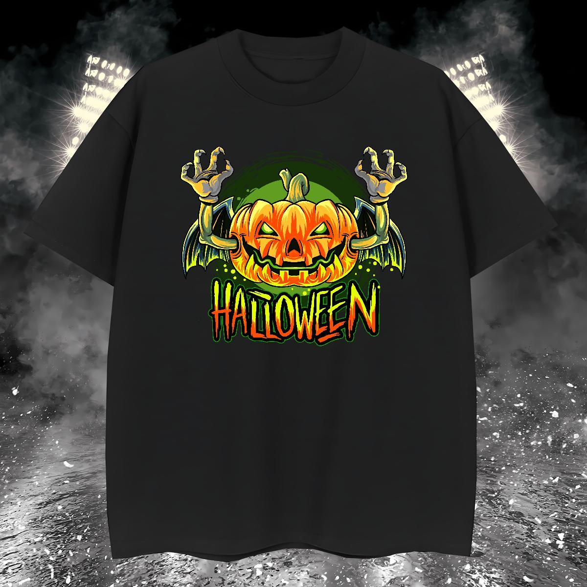 Loose Fit T Shirt For Man pumpkin Breathable Crew Neck Casual Beach Oversized 3XL 4XL 230g 100% Cotton Men Clothes T-Shirt 2024 DIY Tops