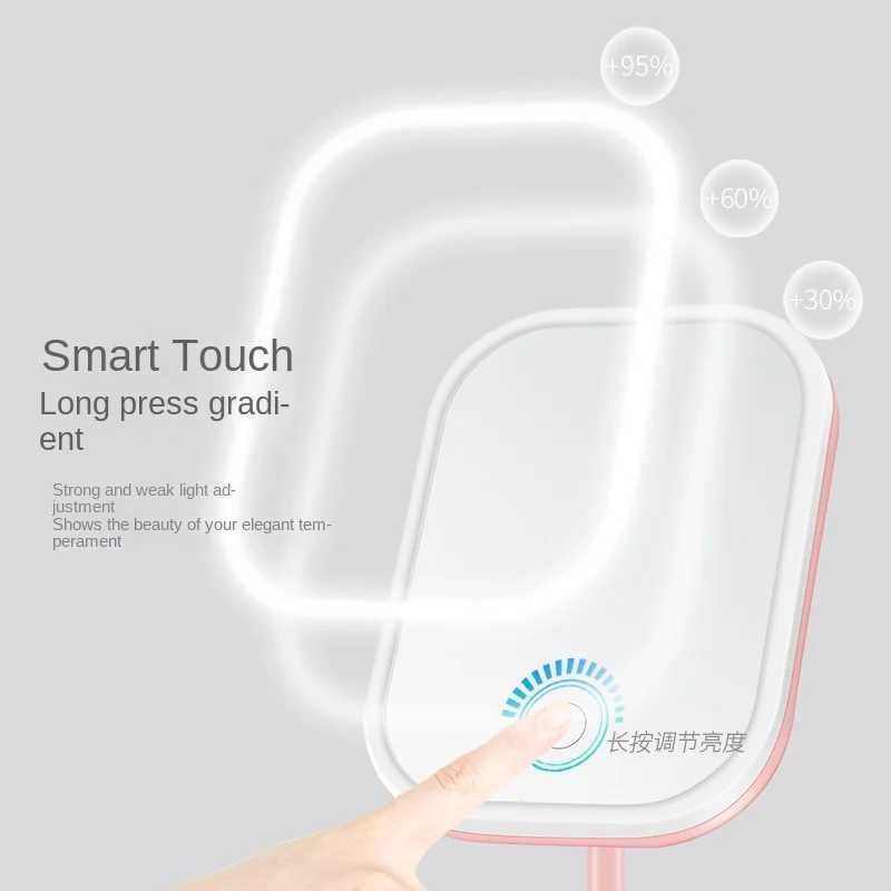 Led Vanity Mirror Intelligent Adjustable Monochrom/3color Light Vanity Mirror Desktop Fill Light Mirror One Touch Charging Model Y240819