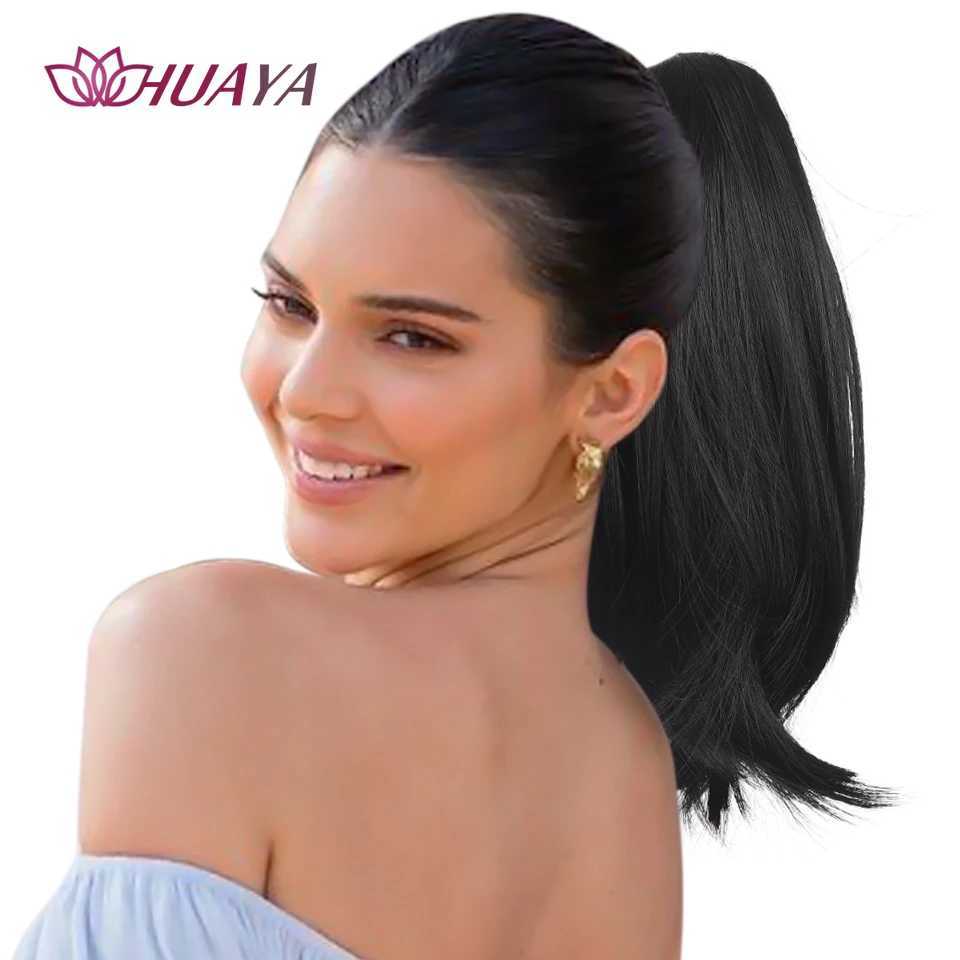 Synthetic claws clamped in short ponytails natural straight ponytails clamped in hair fake wigs ponytails female hair extensions W240817