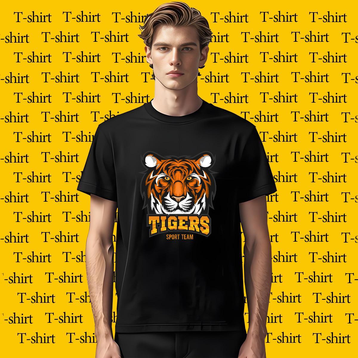 Factory Direct Men Tops Tees tiger Sports Casual 100% Cotton 230g Clothes Breathable Short Sleeve Free Shipping Men T Shirts DIY Logo Oversized
