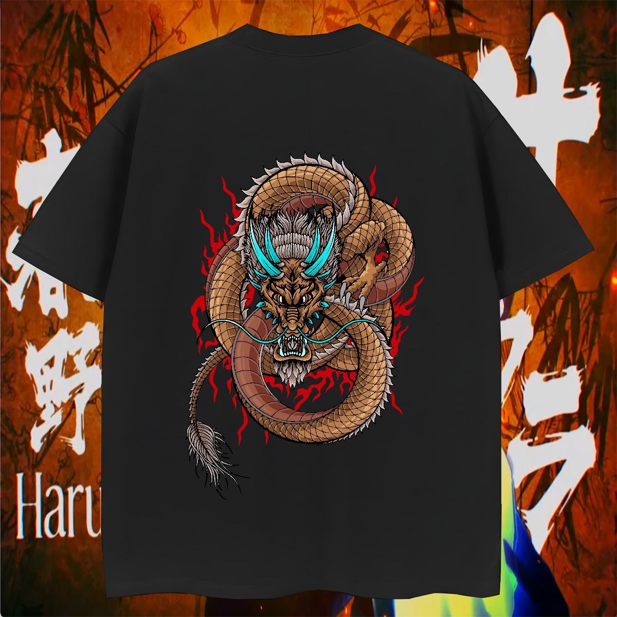 Man T Shirts 230g 100% Cotton dragon Spring Summer Breathable Short Sleeve Cartoon Print Tshirt for Man Woman DIY Customized Soft Tees Shirts