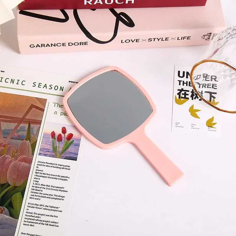 Eyelash Extension Handheld Makeup Mirror Square Makeup Vanity Mirror with Handle Hand Mirror SPA Salon Compact Mirrors Y240819