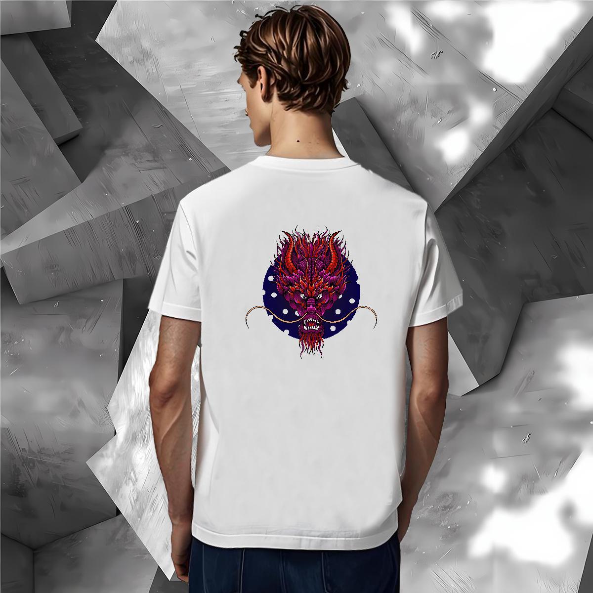 Cool Design dragon T Shirts Men Daily Outfit Men Tshirts 230g Cotton 2024 DIY Short Sleeve Soft Customized Print Tees