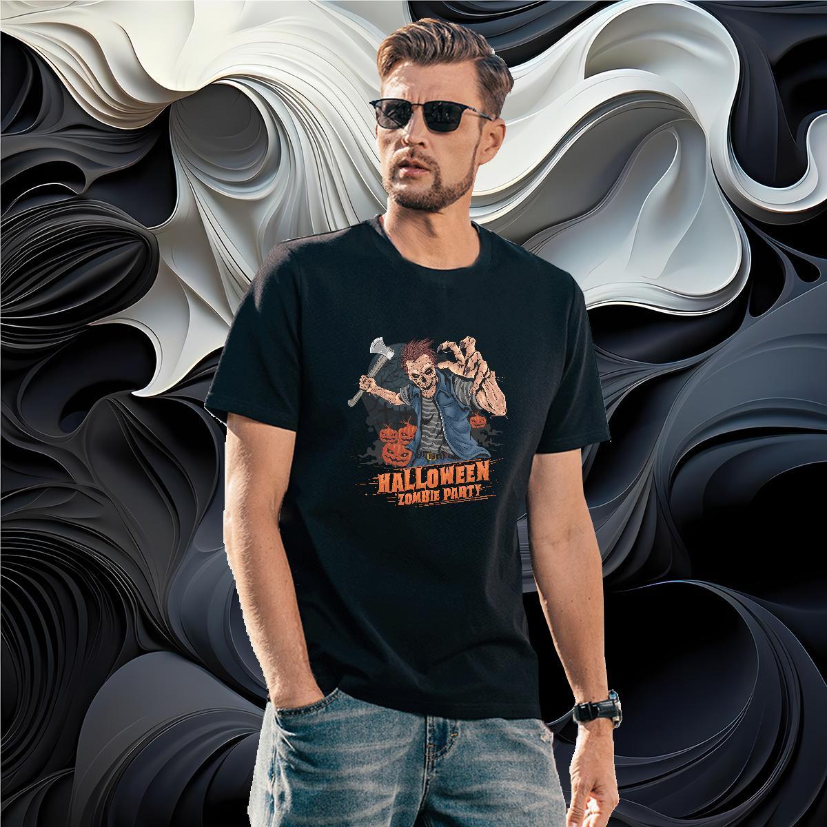 Cool T Shirts Men zombie Breathable Soft Outdoor DIY Printed 230g Cotton Tshirts 2024 Designer Tee Shirt