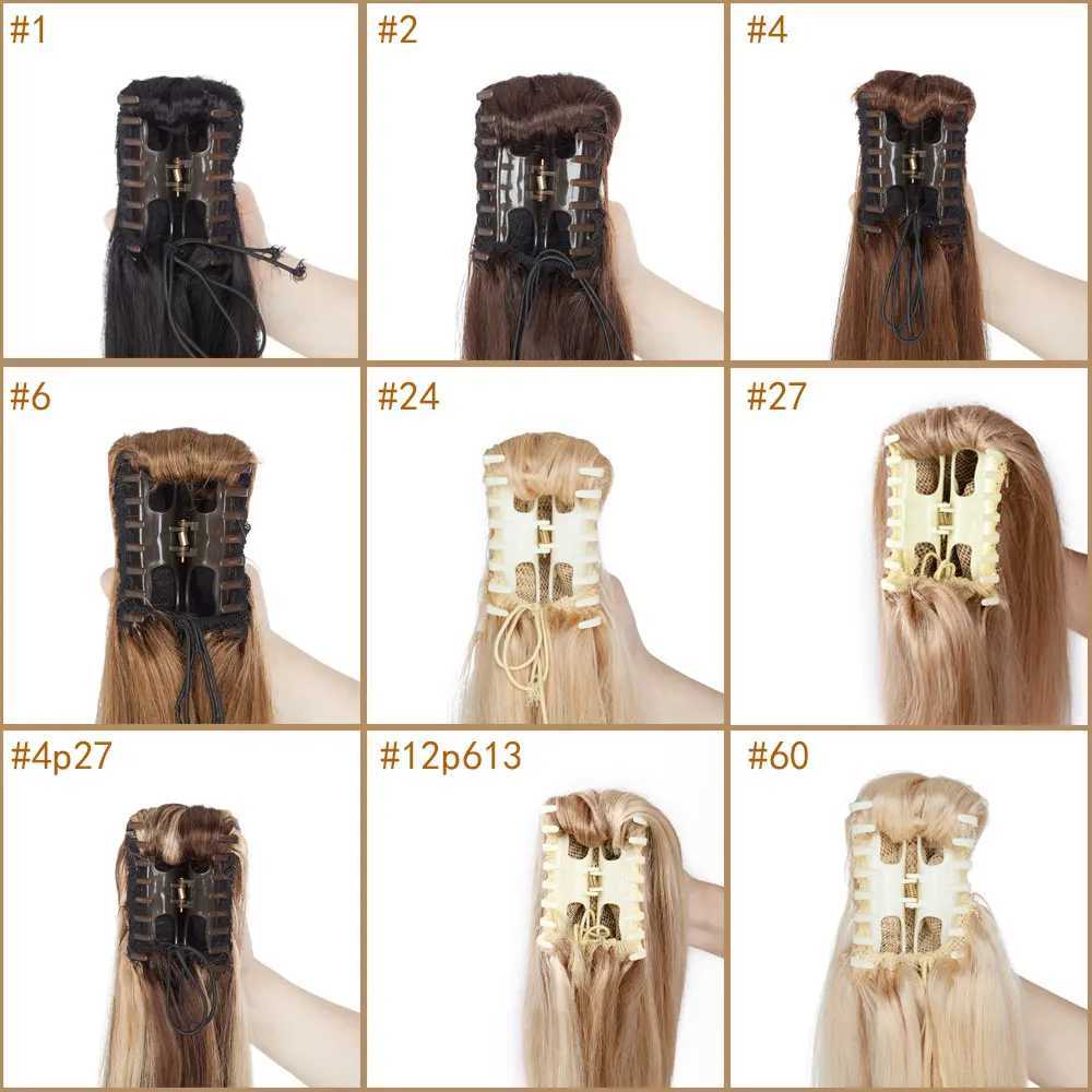 Human hair claw clip ponytail extension brushed 14-22 inch straight hair piece high ponytail W240817