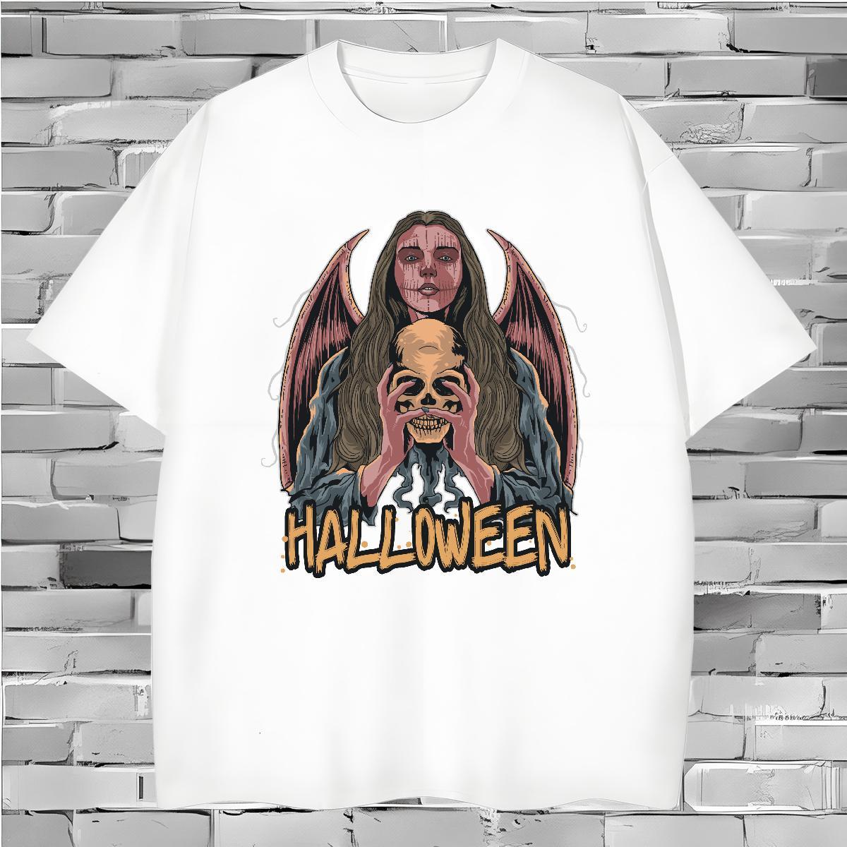 Brand Man T Shirts halloween Short Sleeve Soft Beach Cartoon Print 230g Pure Cotton Tshirt for Man Woman Customized Polos
