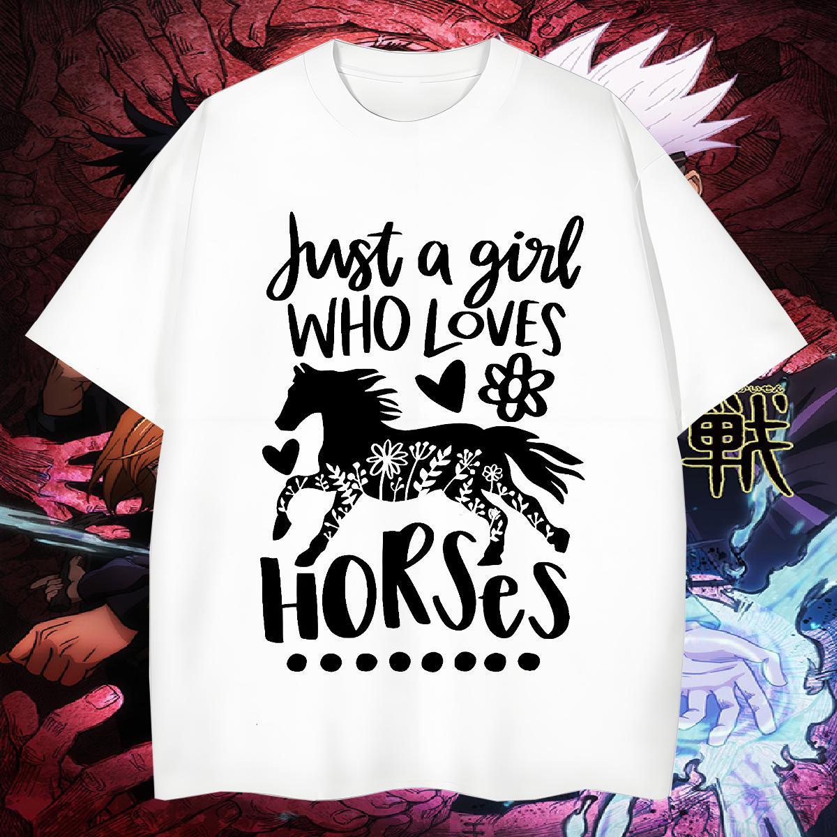 Brand T Shirts Men horse O Neck Short Sleeves Sport Anime 230g Cotton Tshirts Classic Casual Tees Shirts