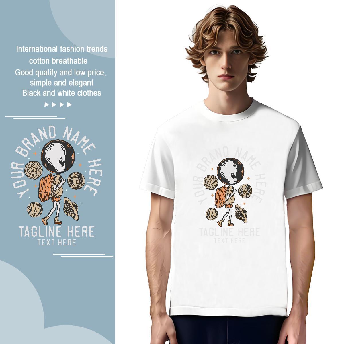 TOP Quality star T-Shirts Daily Wear Men Tops Tees 230g Pure Cotton 2024 Summer Short Sleeve O-Neck DIY Printed Tops Shirt