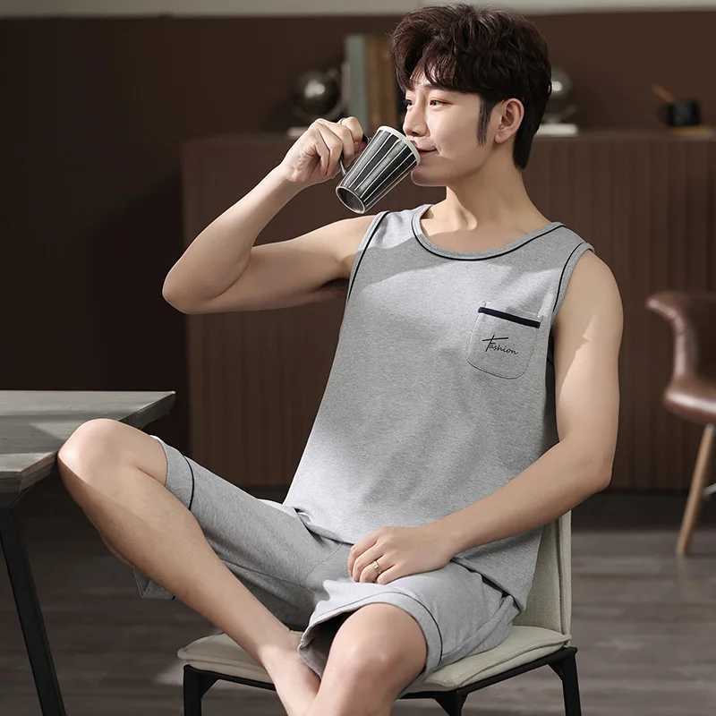 L-4XL Mens Molded Cool Pajama Set Summer Round Neck Shorts Molded Pajamas Fashion Gentlemens Pajamas Elegant PajamasW240719