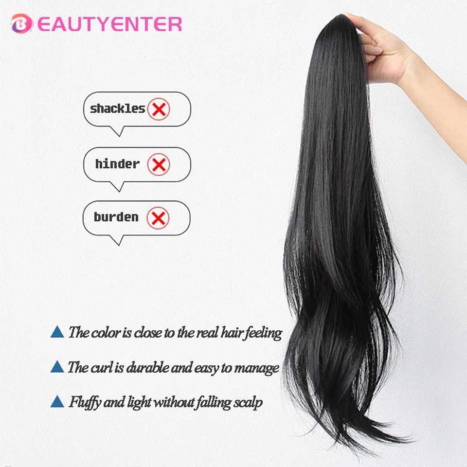 Wig ponytail grip micro curls long straight ponytail high mesh ponytail red female micro curls ponytail W240817