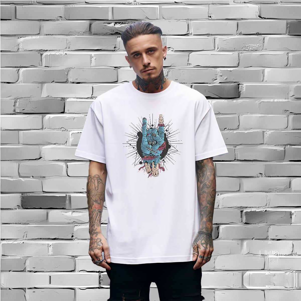 Loose Fit T shirt hand Short Sleeve O-Neck Casual Beach White Plus Size 230g Cotton Mens Tshirts Customized Tees Shirts