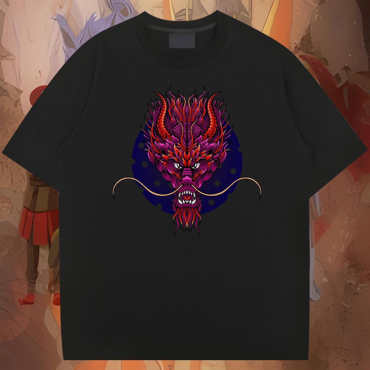 Loose Fit Tshirt for Man Woman Daily Wear 100% Cotton 230g Customized Crew Neck dragon T-Shirts New Tees