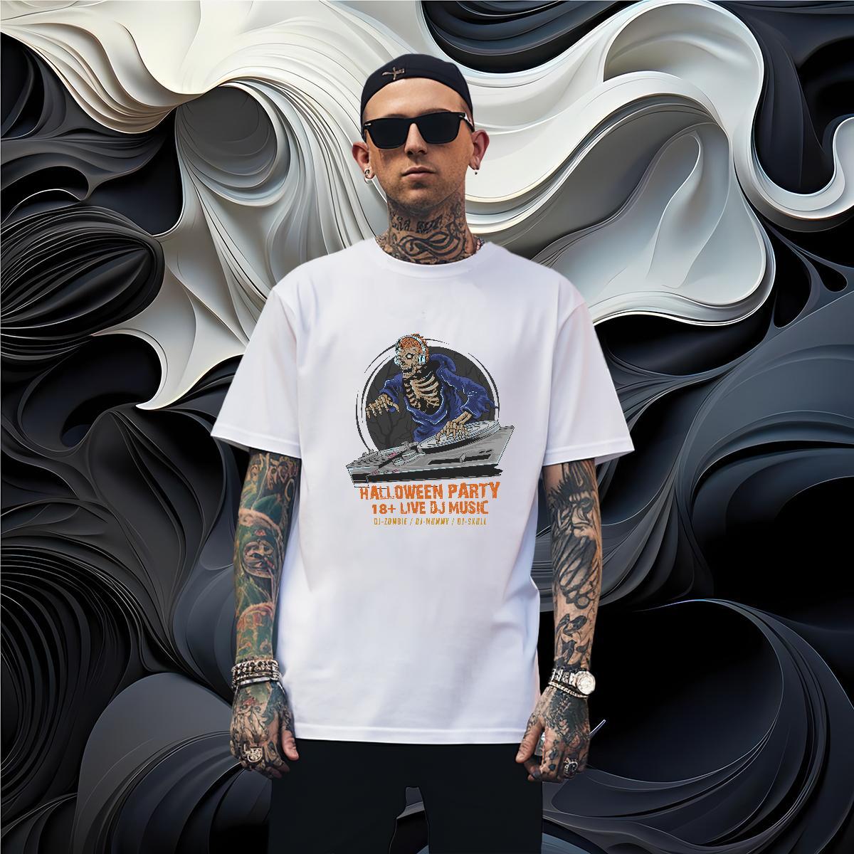 High Quality T-Shirts for Men skull Breathable Short Sleeve Sports Casual Cartoon Printing L-4XL 230g Cotton Mens Tshirts 2024 Designer Wear