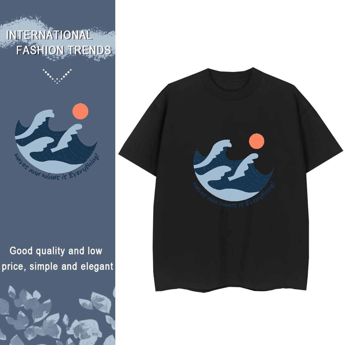 Classic Woman Tshirt Hip Hop Street Breathable Soft Top Tees Lady 230g Cotton sea Black Oversized T-Shirts for Women