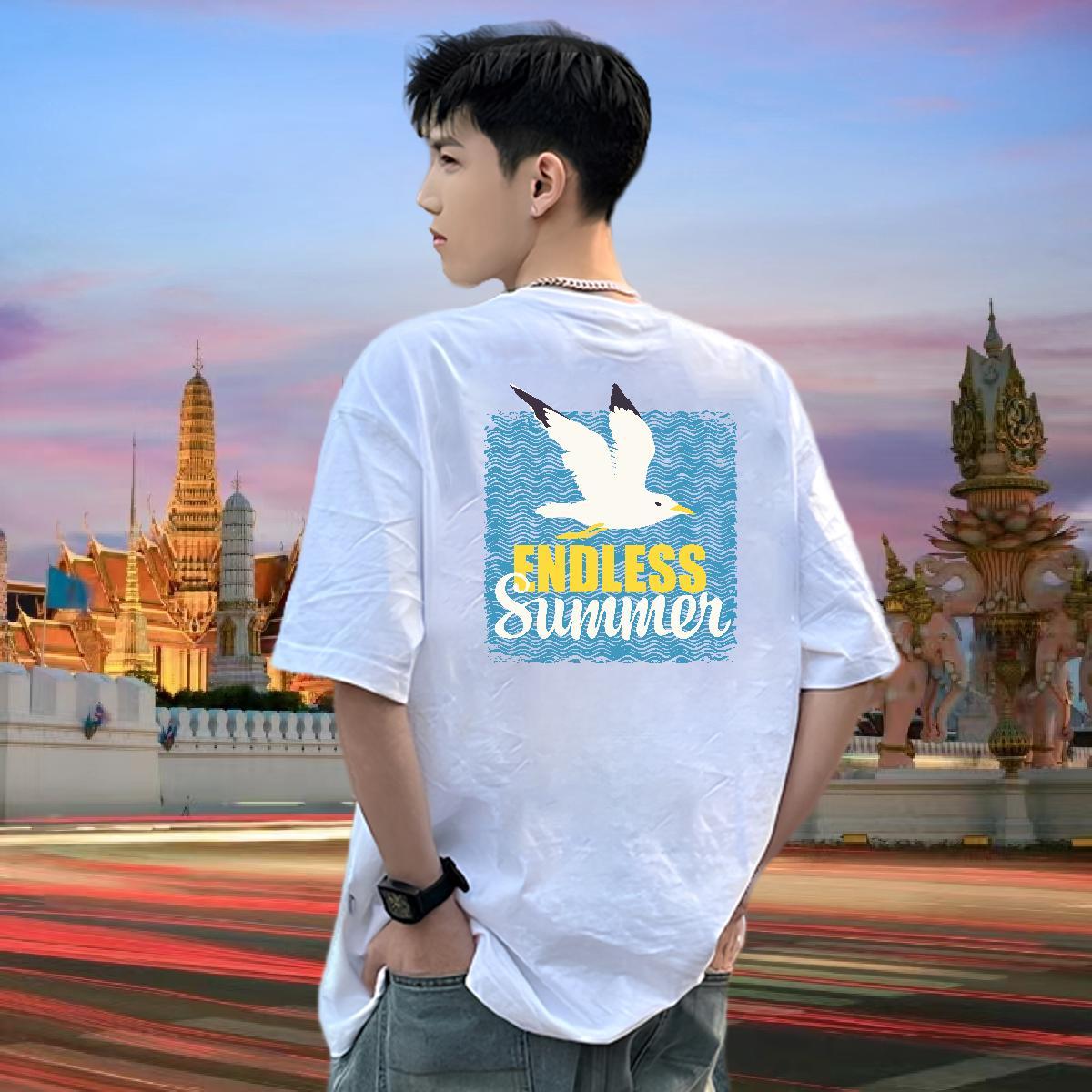 DIY Customized Mens Tshirts bird Summer Casual 100% Cotton 230g Clothes Breathable Short Sleeve Wholesale T shirt Custom Printing