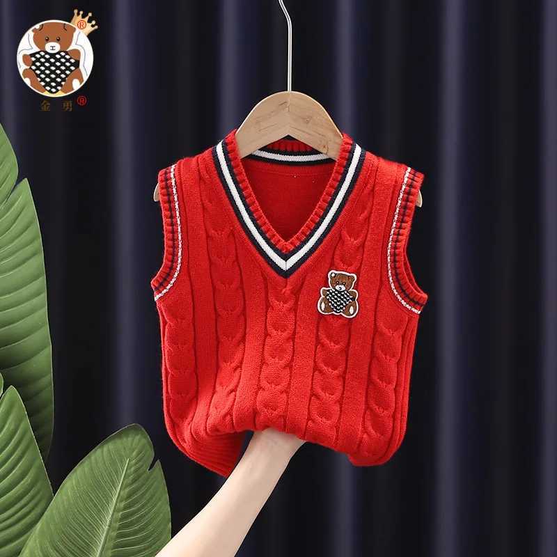 Baby Boys Girls Knit Vest Pattern Kids Waistcoats Sleeveless Sweater for Girls Autumn V-neck Children Knitwear Sweater VestXJ240819