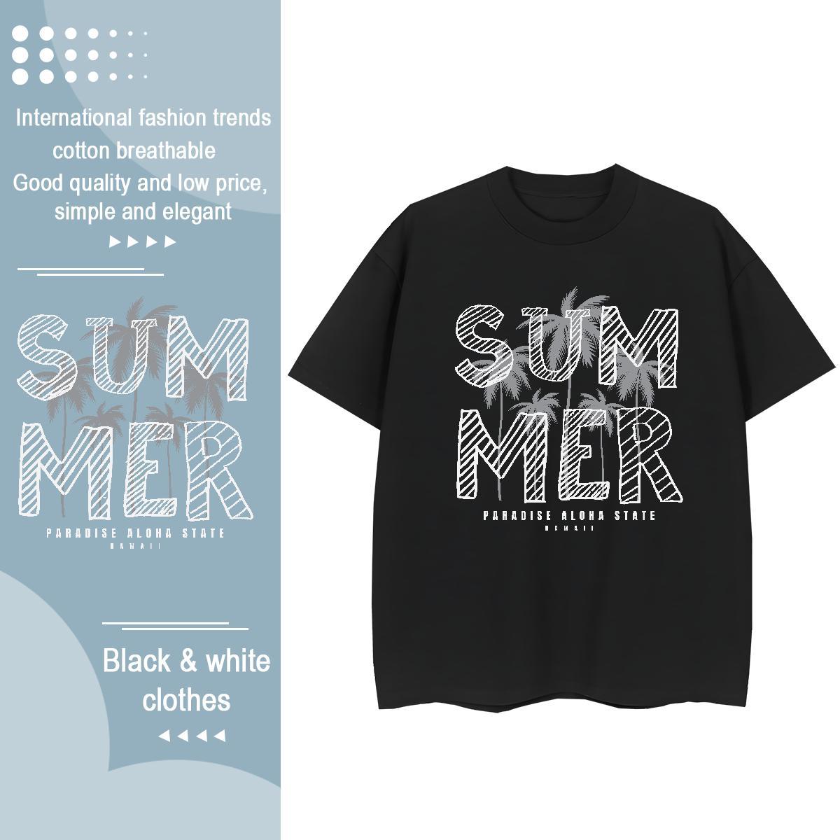 Designer Fashion Couples T Shirts tree Beach 230g Cotton Top Tees Breathable Crew Neck Unisex T-Shirts Custom Big Size