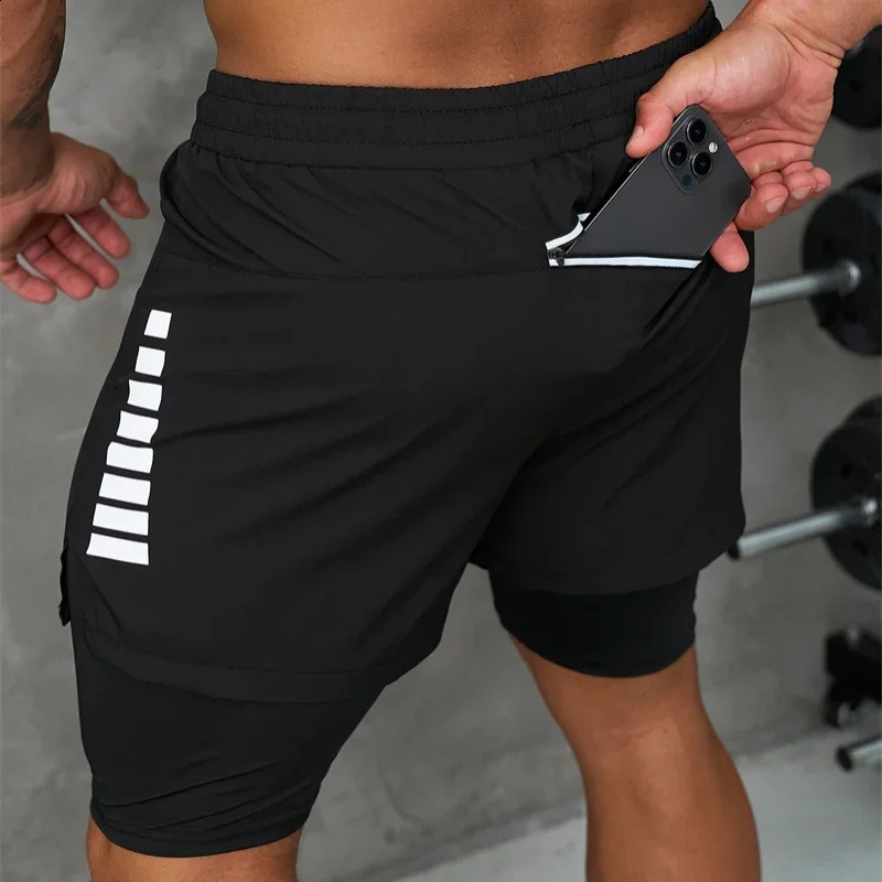 Mens Running Shorts Gym Exercise 2in1 Quick Drying Training Fitness Slow Summer Outdoor Sports 240819