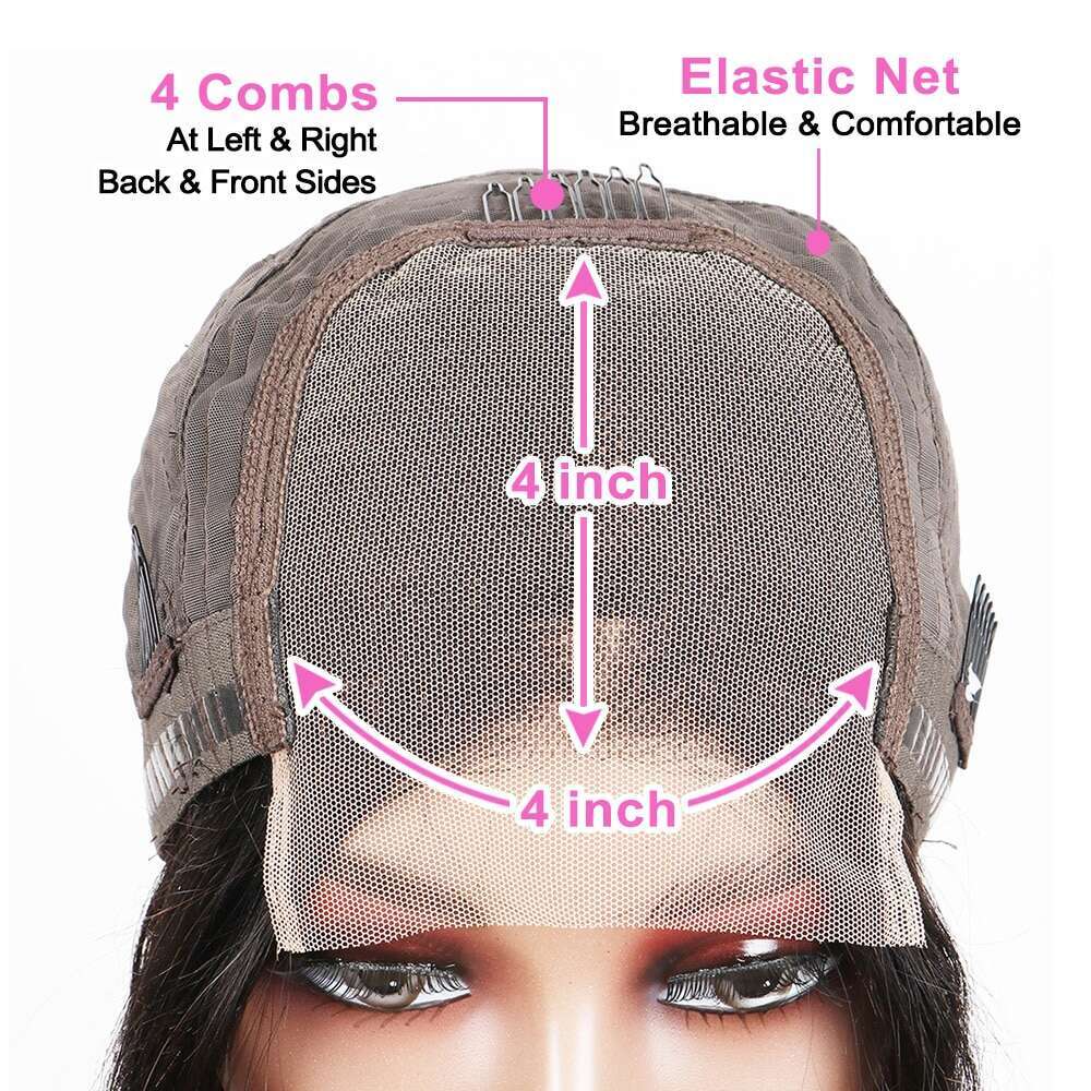 Bone Straight Short Wig For Women Bury 4X4 Lace 1B 99J Bob Wigs Brazilian Human Hair Pre Plucked