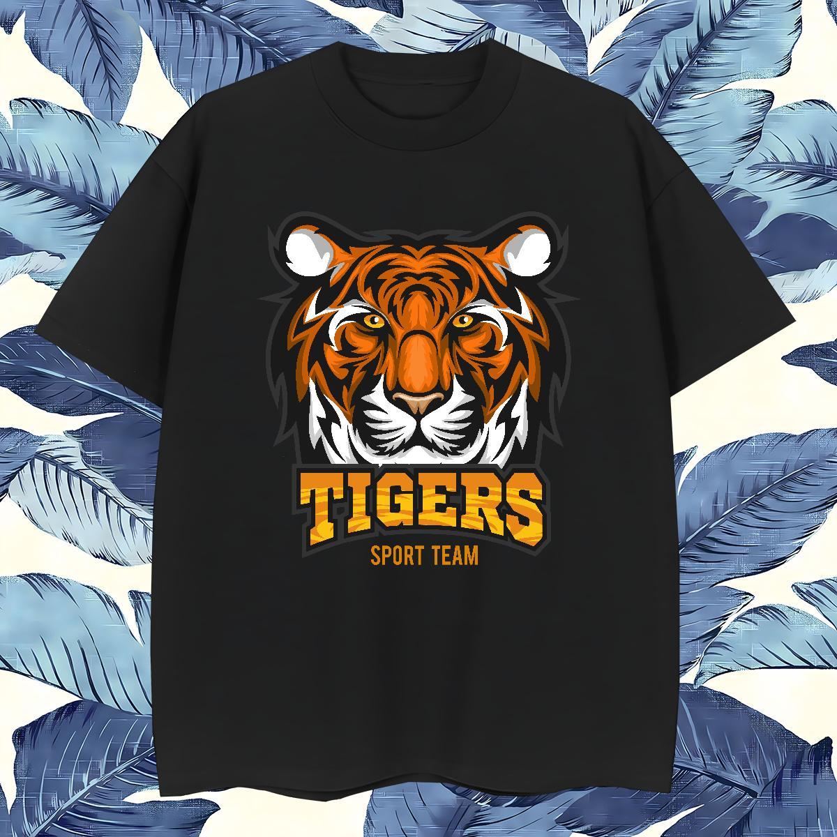 Comfortable Mens T Shirts tiger Breathable Casual Beach Customized 230g Cotton Men Clothes T-Shirt Classic Casual Clothings
