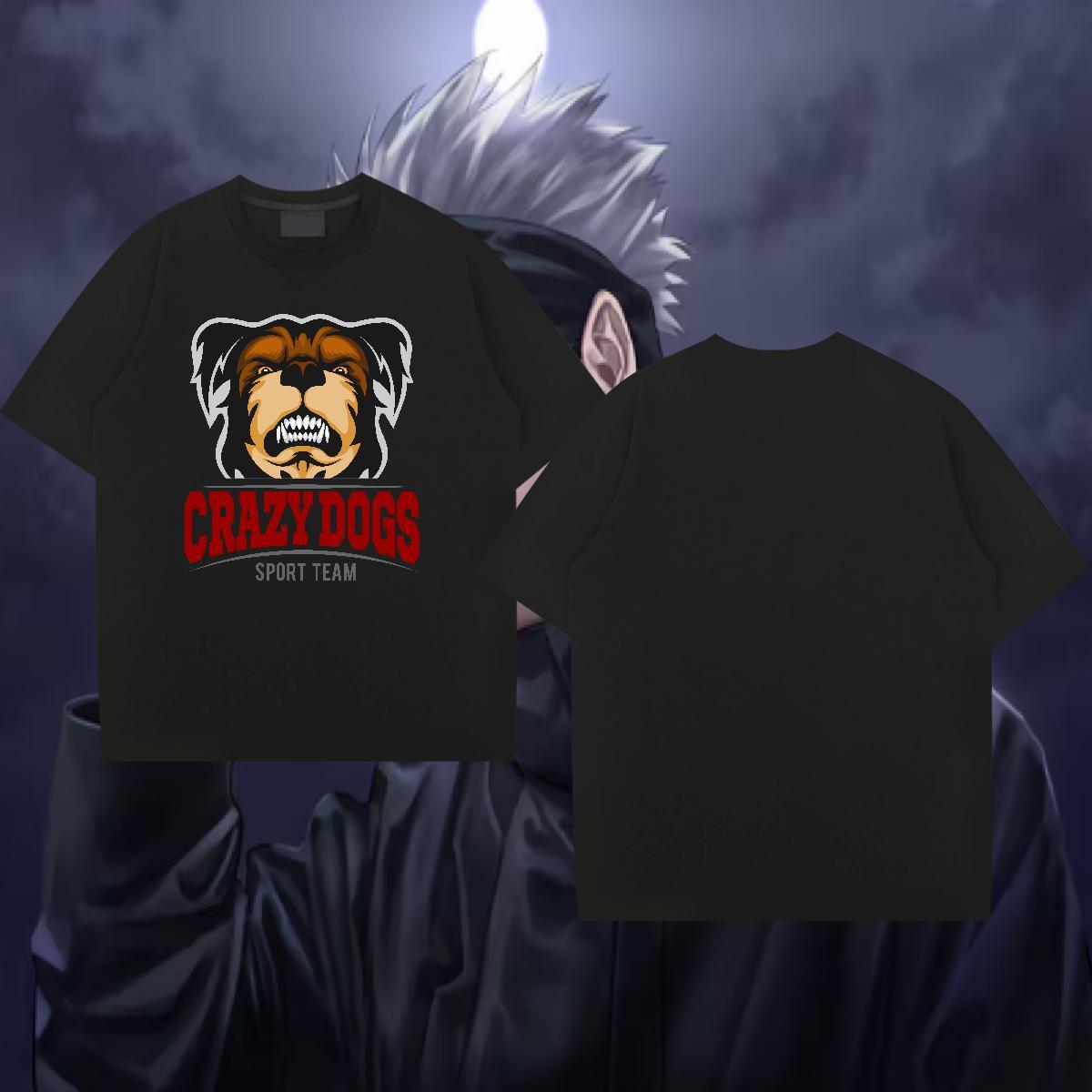 DIY Customized Mens Tshirts crazy dog Summer Casual 100% Cotton 230g Tees Breathable Short Sleeve Designer T Shirt For Man White Plus Size