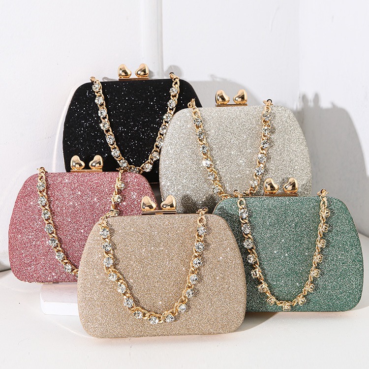 New Love Water Diamond Chain Crossbody Small Square Celebrity Banquet Handheld Bag