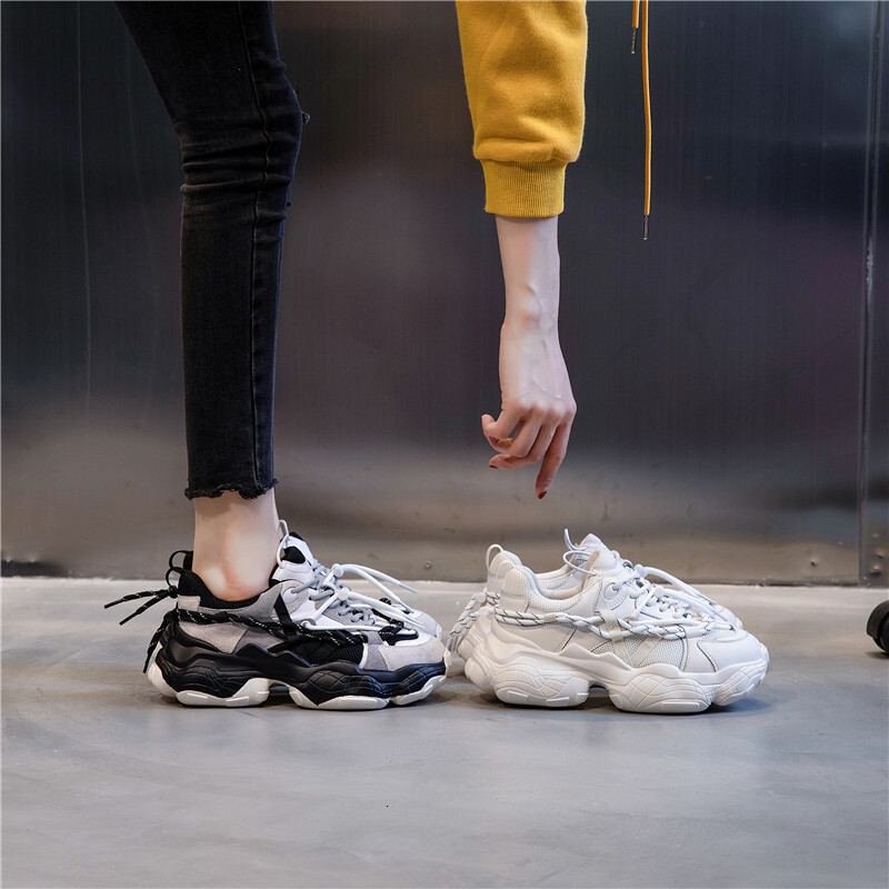 Ddmysports Instagram Trendy Network Popular Autumn New Sports Breathable Dad Casual Thick Sole Genuine Leather Women S Shoes OUTDOOR