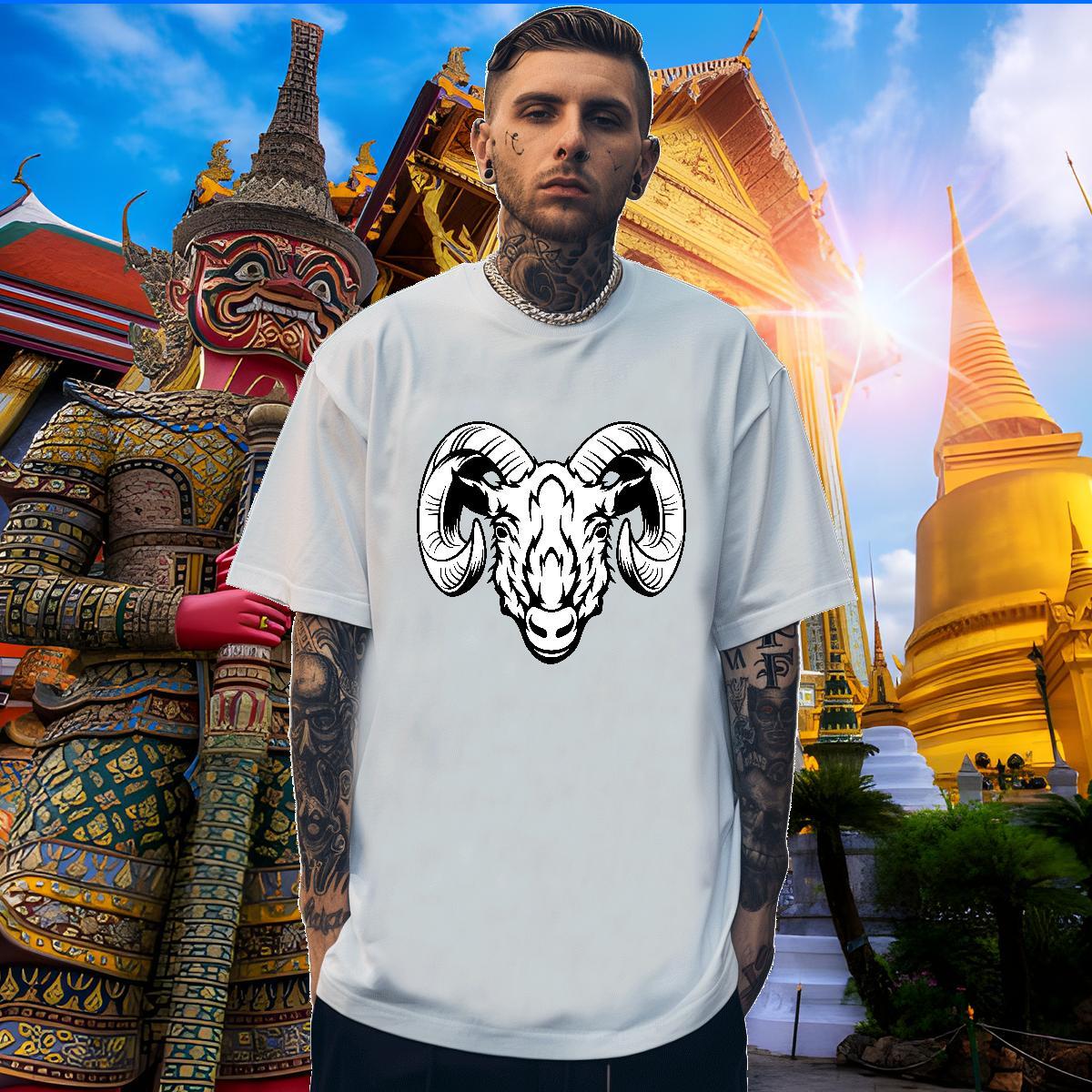 Free Shipping T Shirt For Man sheep Breathable Short Sleeve Home Outdoor Black White 230g Cotton Tshirts Fashion Designer Tops