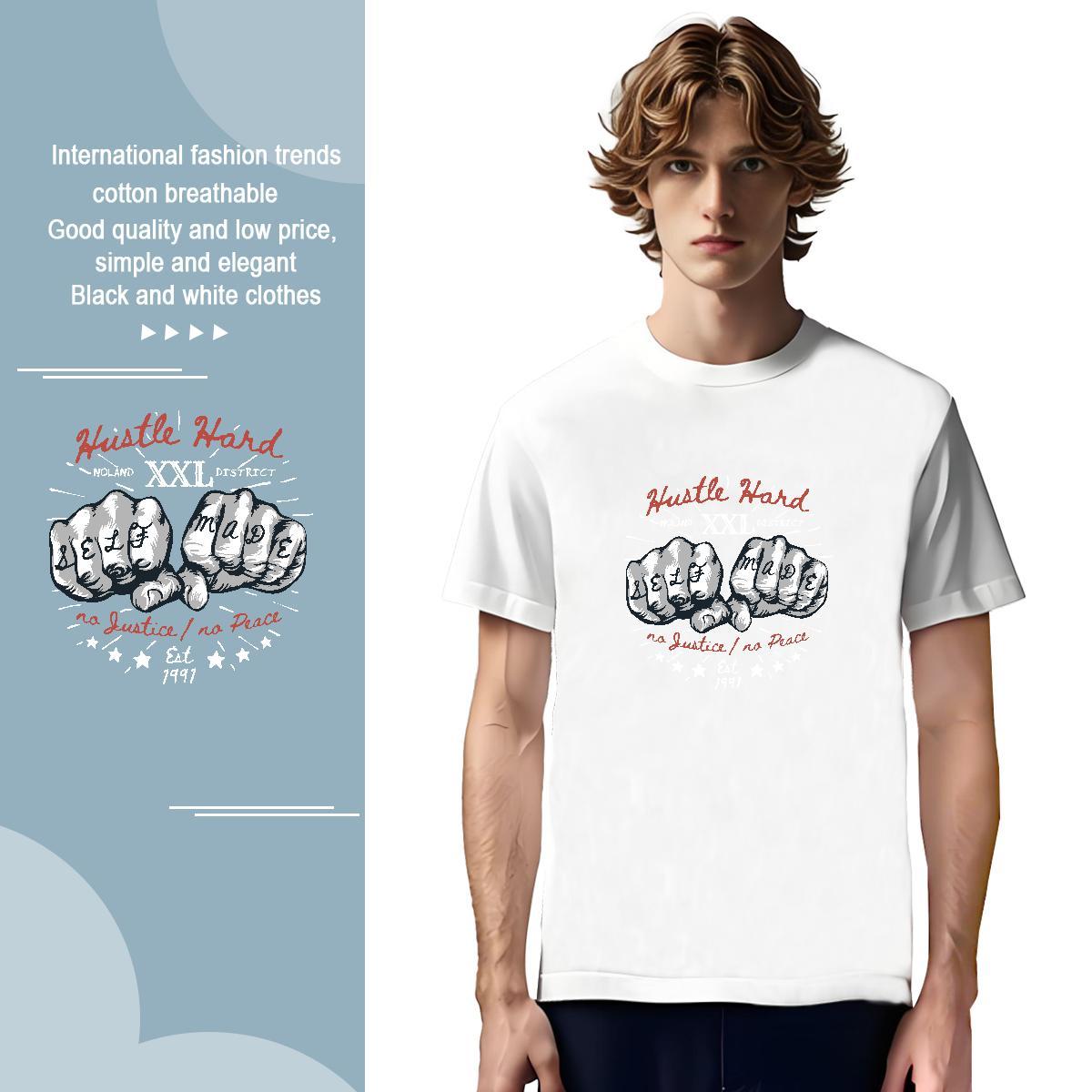 Man T Shirts 230g Cotton hand- Beach Breathable Short Sleeve Oversized 4XL Tshirt for Man Woman 2024 Loose Tshirts