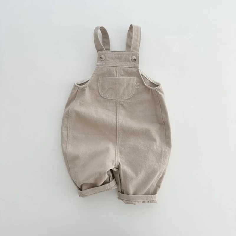 Childrens pants 0-6 years old ultra-thin mens suspension pants casual solid color breathable denim suspension girls jumpsuit W240806