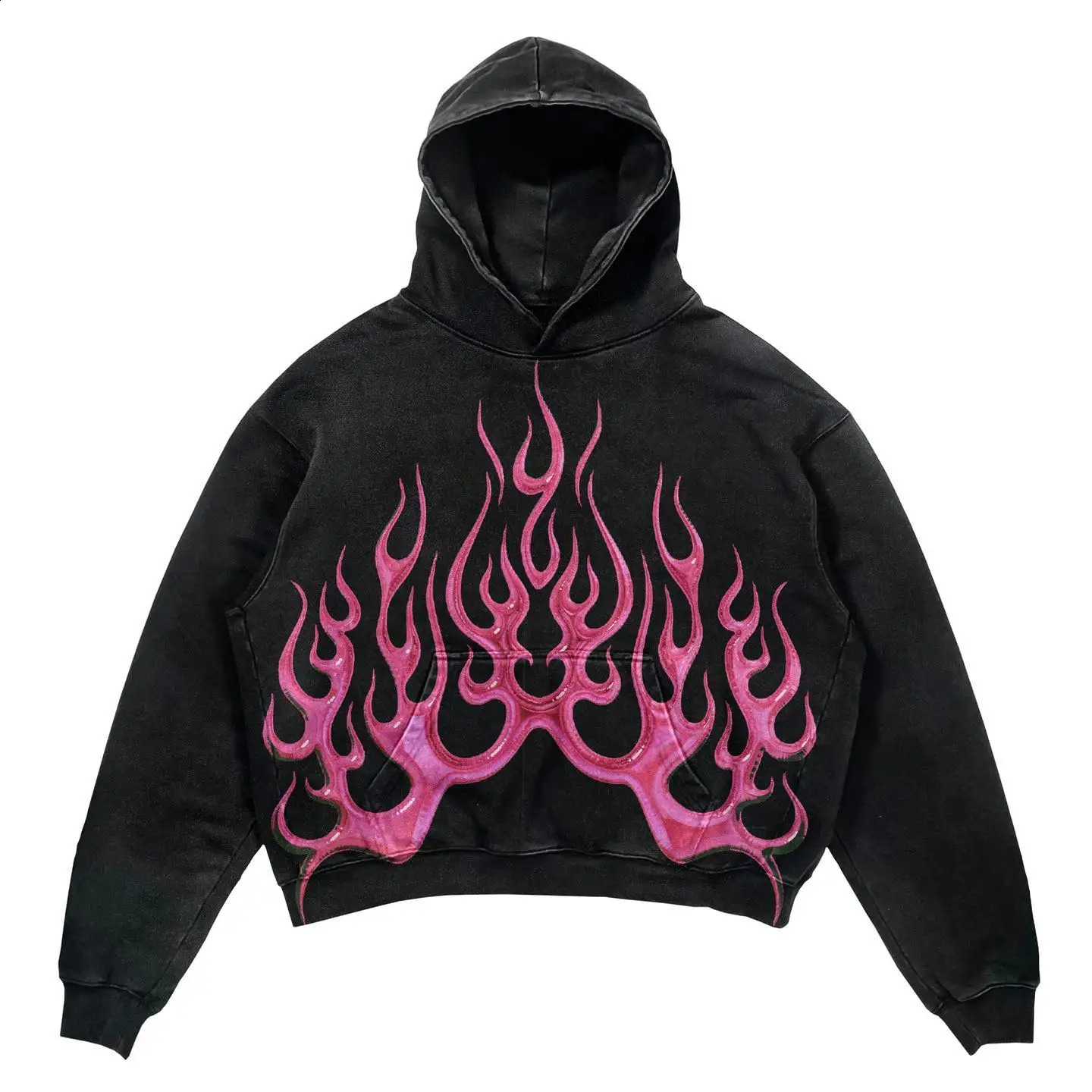 Harajuku Flame print hoodies women grunge oversized sweatshirt hoodie goth y2k tops streetwear gothic men clothes 240819