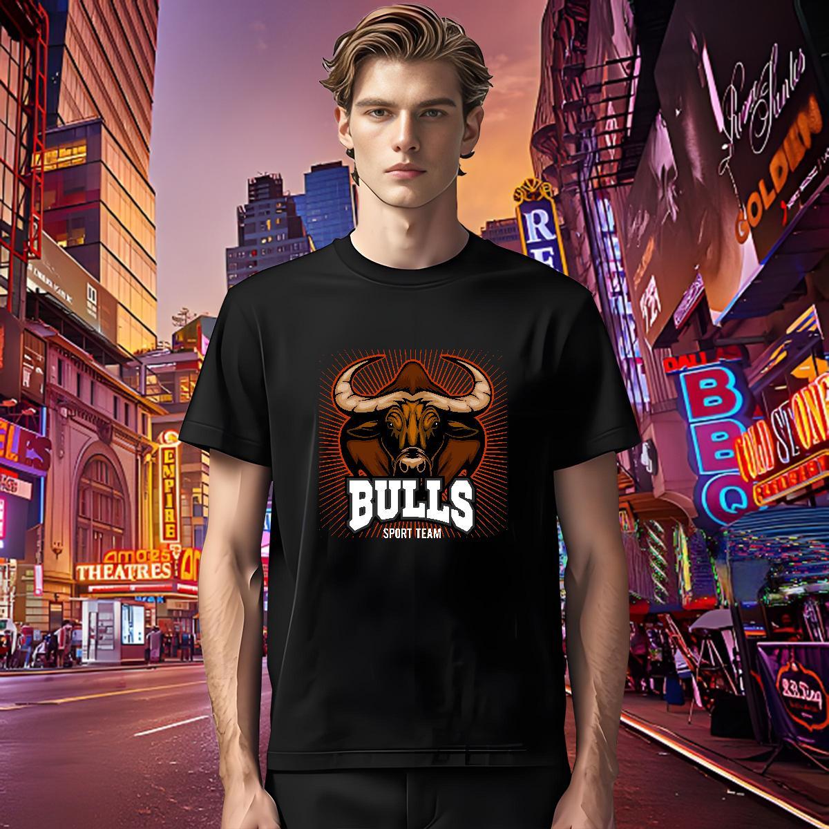 Unisex T Shirts Men bull Breathable Soft Beach Cartoon Print 100% Cotton 230g Tshirt for Man Woman Designer Fashion Top Tees