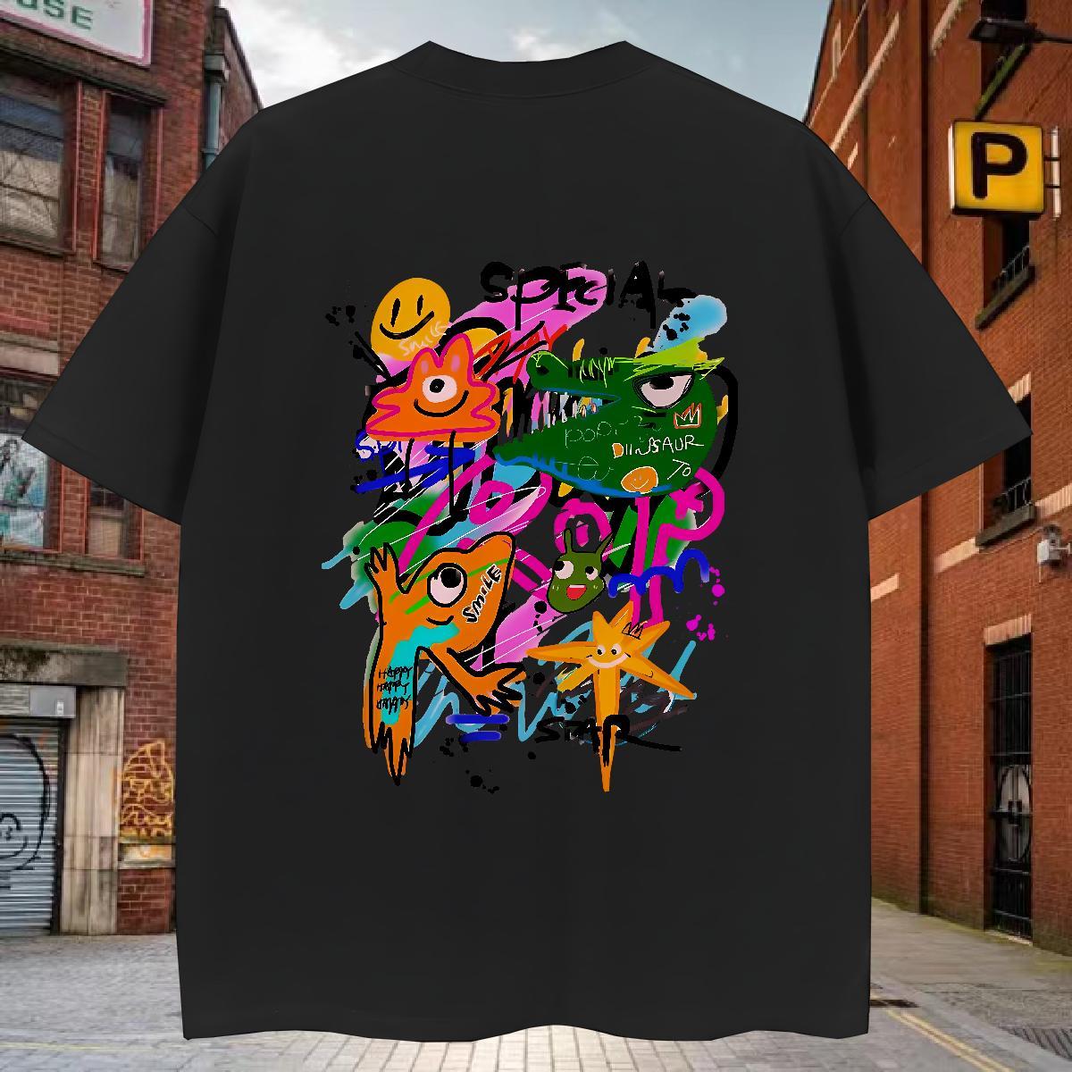 Mens T Shirts 100% Cotton 230g cartoon Casual Breathable Short Sleeve Plus Size Custom Tshirts 2024 Designer Popular Clothings