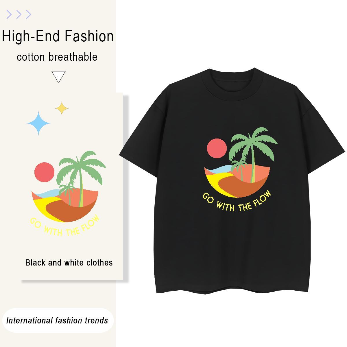 2024 DIY Lady T shirt Sports Street Wear O-Neck Short Sleeve Clothings Soft 230g Cotton wave Custom Printing Womens T Shirts