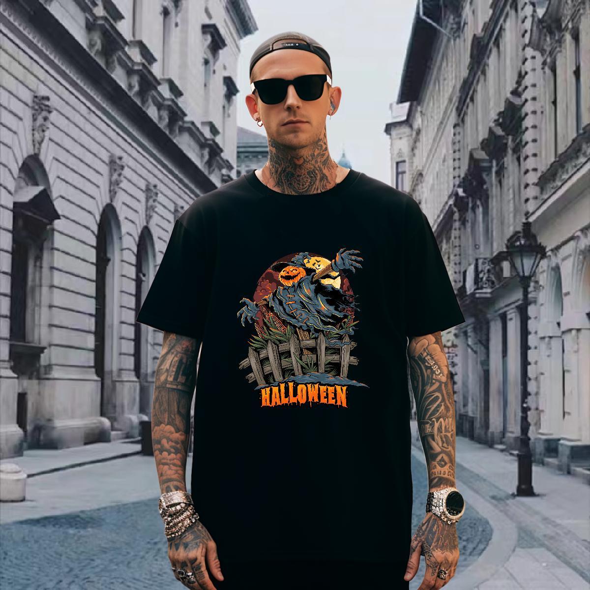 Unisex T shirt scarecrow Breathable Short Sleeve Hip Hop Street DIY Printed 230g Pure Cotton Mens Tshirts Fashion Design Polos