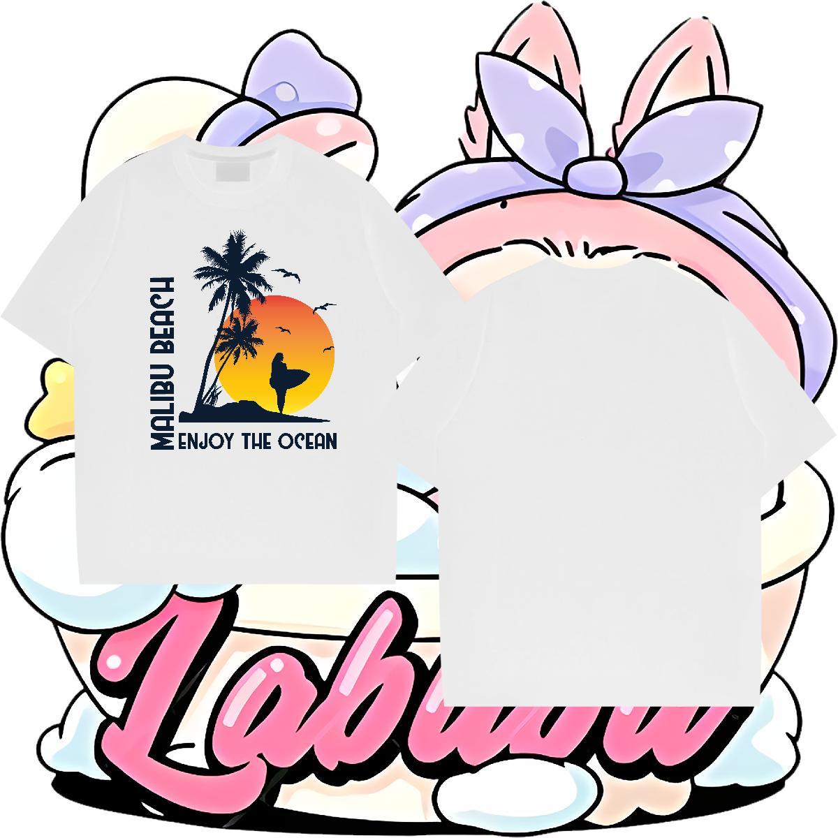 Comfortable Men Tees Spring Summer 100% Cotton 230g Custom Cartoon Breathable Crew Neck beach T-Shirts New Polos