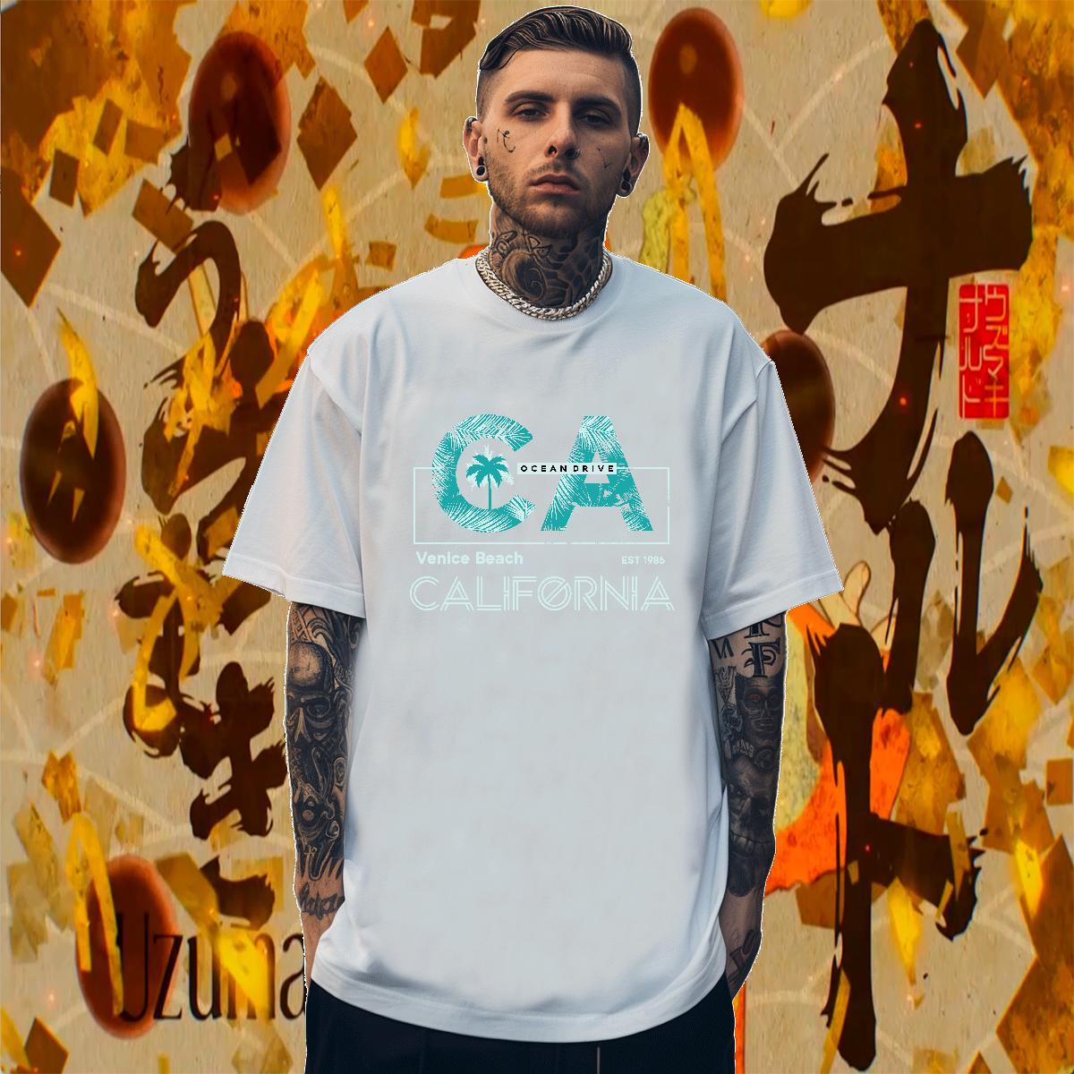 Cool Men Tees Casual Beach 100% Cotton 230g Customized Print Crew Neck letter Mens T Shirts Designer Fashion Wear