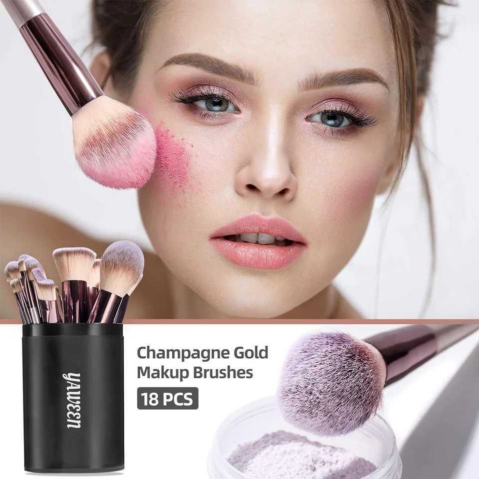 Makeup Brush Set 18 Pcs Premium Synthetic Foundation Powder Concealers Eye shadows Blush Make-up for Women with Black Case M240820