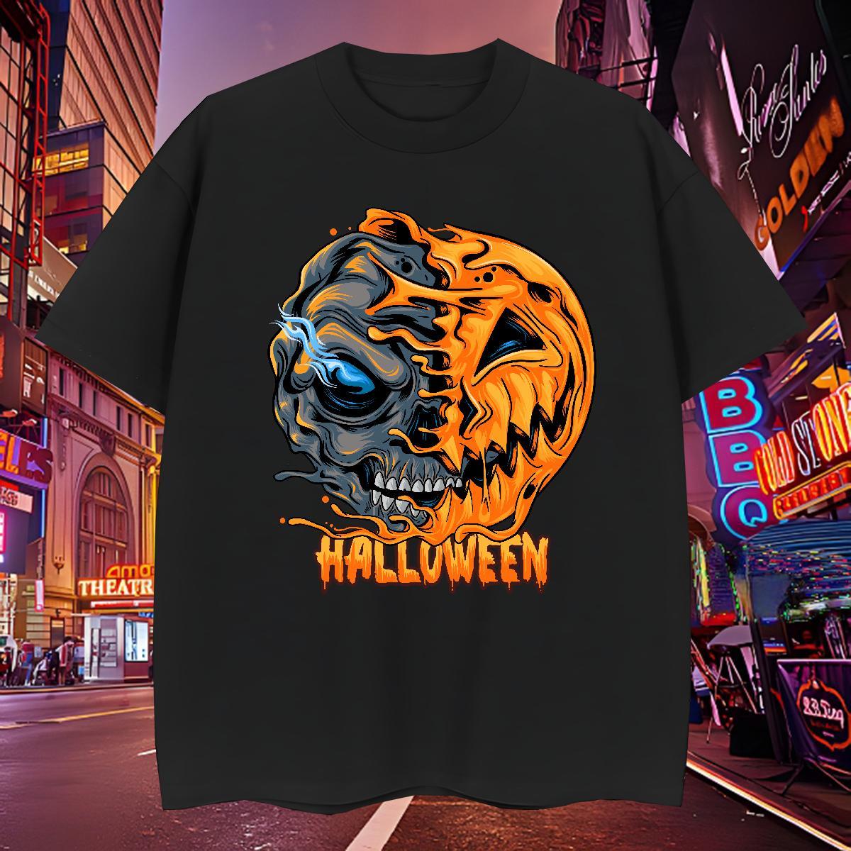 Wholesale Man T Shirts pumpkin O Neck Short Sleeves Hip Hop Street Asian Size 230g Pure Cotton Mens Tshirts Brand Tee Shirt