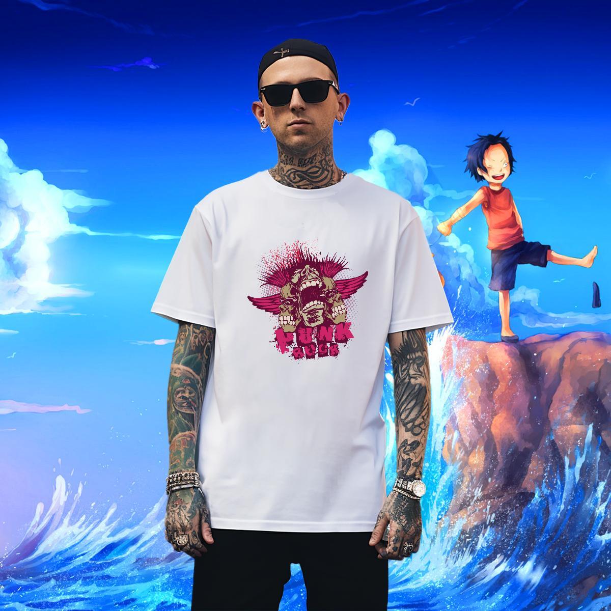 Man T Shirts 230g 100% Cotton scary Street wear Hip Hop Breathable Soft Black Oversized Tshirts Brand Designer Tops Shirt