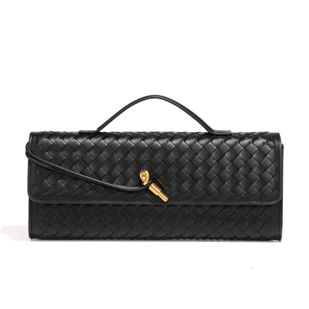 Trendy Spring And Summer New Woven Soft Leather Evening Middle Ancient French Stick Organ Bag, Horizontal Handheld Crossbody Bag