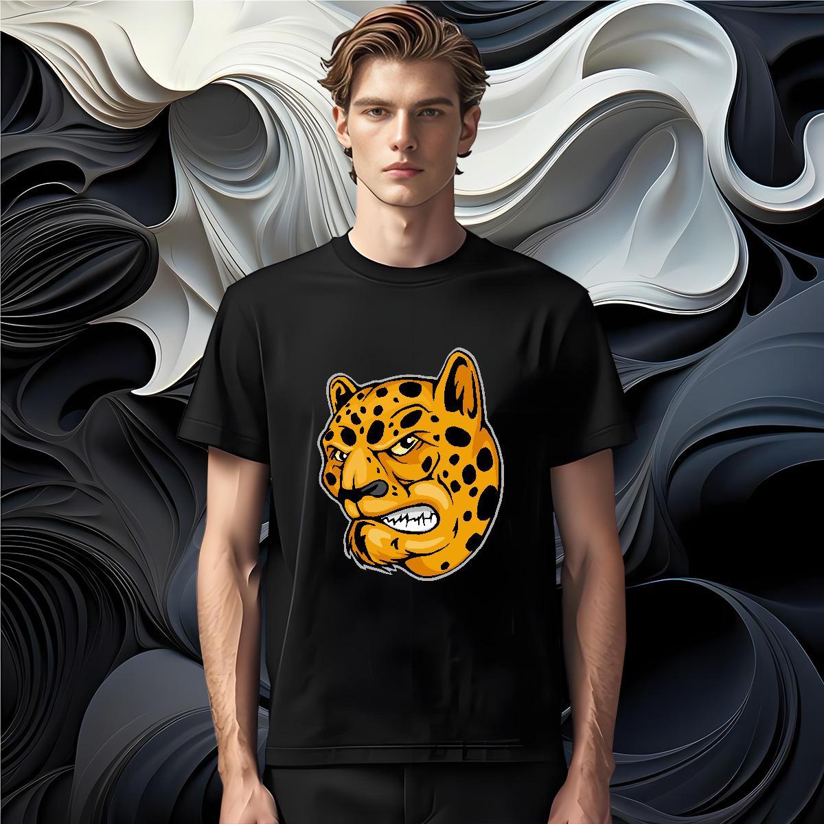 Classic Casual Men Tees leopard Sports Casual 230g 100% Cotton Clothings Breathable Short Sleeve Soft Man T Shirts Floral Print